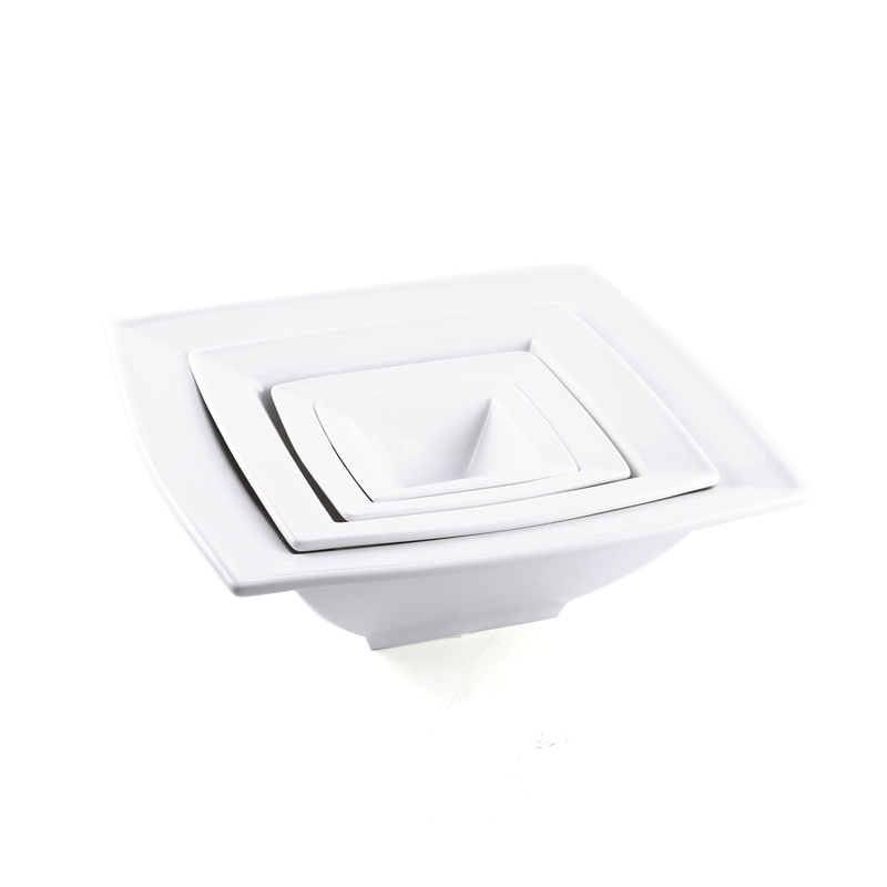 Porceletta Ivory Porcelain Square Bowl Double Rim - Al Makaan Store