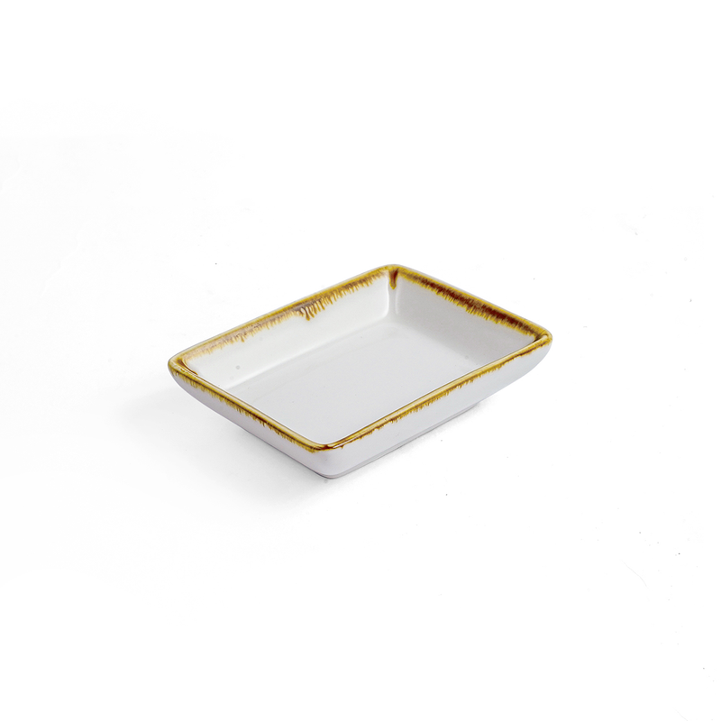 Porceletta Ivory Mocha 3.5 Inch Rectangular Dish - Al Makaan Store