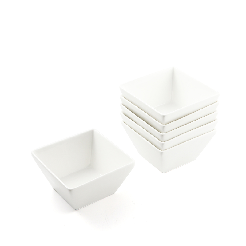 Porceletta Ivory Porcelain Thin Square Bowl 4" - Al Makaan Store
