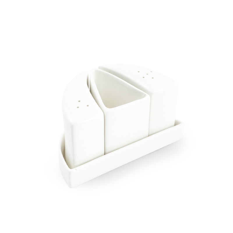 Porceletta Ivory Porcelain Table Condiment Set 4 Pcs - Al Makaan Store