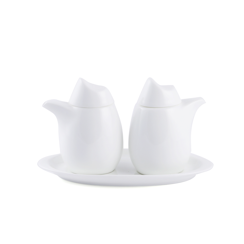 Porceletta Ivory Porcelain Saucer & Vinegar Pot 110 ml - Al Makaan Store