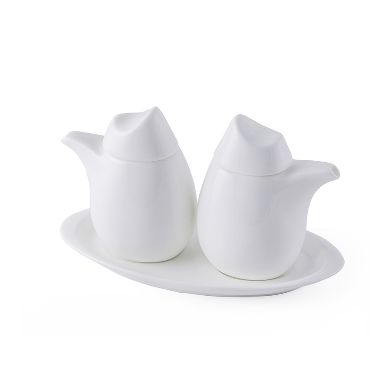 Porceletta Ivory Porcelain Saucer & Vinegar Pot 110 ml - Al Makaan Store