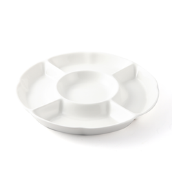 Porceletta Ivory Porcelain Mezza 5 Compartment Divider Plate - Al Makaan Store