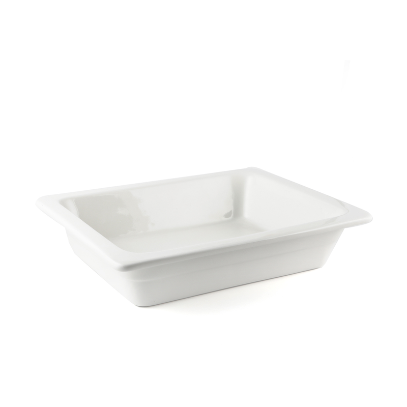 Porceletta Ivory Porcelain 1/1 Full Rectangular Chafing Dish Insert 6.5 cm - Al Makaan Store