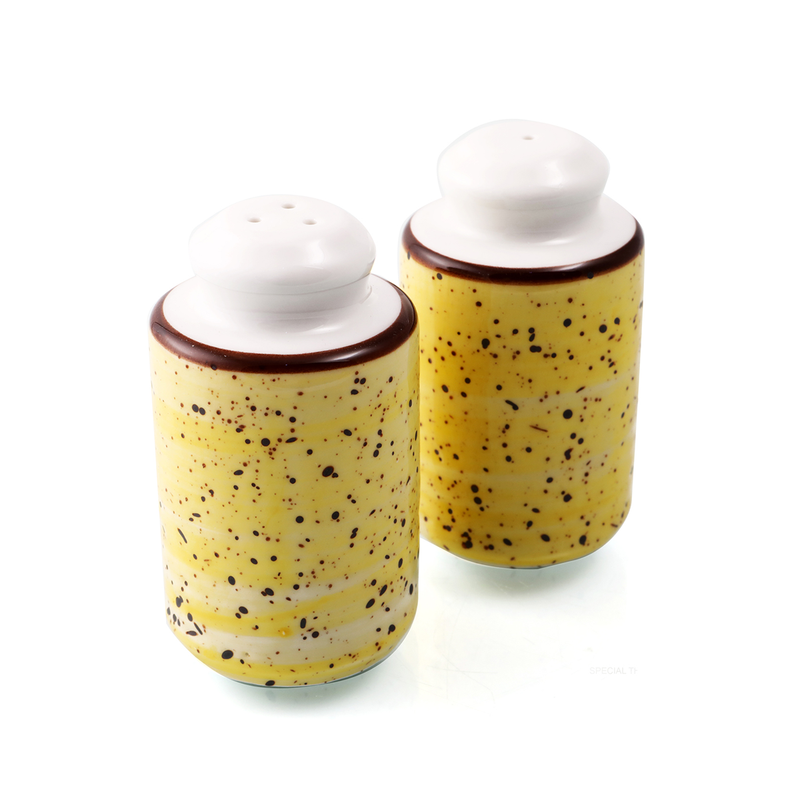 Porceletta Color Glaze Porcelain Cylindrical Salt & Pepper Shakers Set - Al Makaan Store