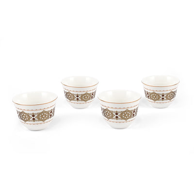 Porceletta Ivory 27 Piece Tea & Coffee Serving Set Golden Pattern - Al Makaan Store