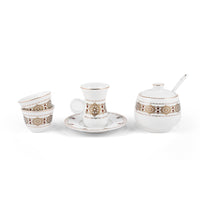 Porceletta Ivory 27 Piece Tea & Coffee Serving Set Golden Pattern - Al Makaan Store