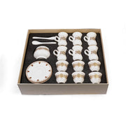 Porceletta Ivory 27 Piece Tea & Coffee Serving Set Golden Pattern - Al Makaan Store