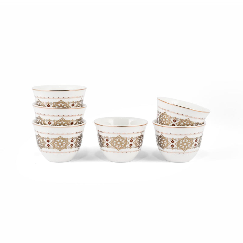 Porceletta Ivory 27 Piece Tea & Coffee Serving Set Golden Pattern - Al Makaan Store