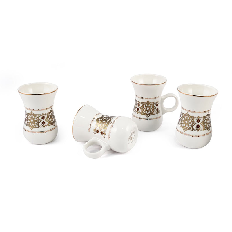 Porceletta Ivory 51 Piece Tea & Coffee Serving Set Golden Pattern - Al Makaan Store