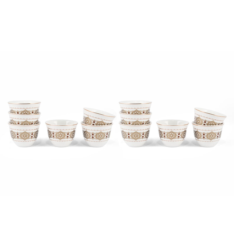 Porceletta Ivory 51 Piece Tea & Coffee Serving Set Golden Pattern - Al Makaan Store