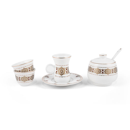Porceletta Ivory 51 Piece Tea & Coffee Serving Set Golden Pattern - Al Makaan Store