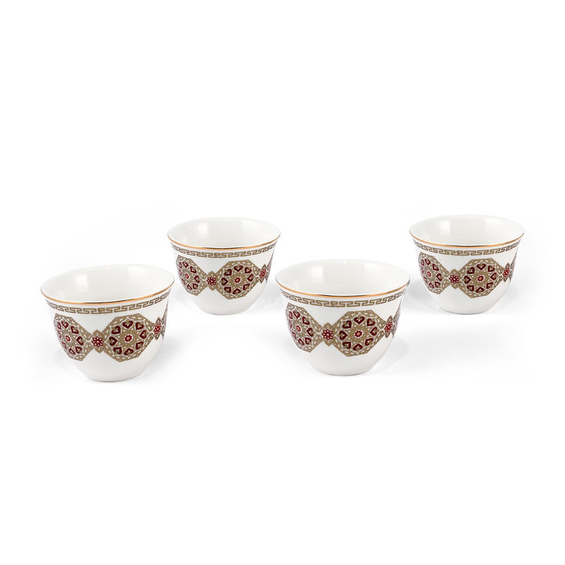 Porceletta Ivory 27 Piece Tea & Coffee Serving Set Golden Red Pattern - Al Makaan Store