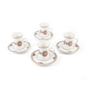 Porceletta Ivory 27 Piece Tea & Coffee Serving Set Golden Red Pattern - Al Makaan Store
