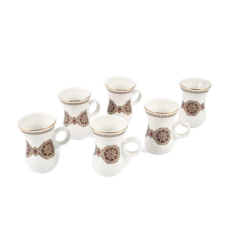 Porceletta Ivory 27 Piece Tea & Coffee Serving Set Golden Red Pattern - Al Makaan Store