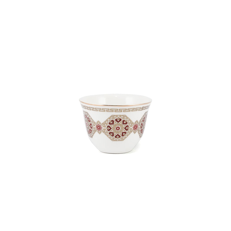 Porceletta Ivory 27 Piece Tea & Coffee Serving Set Golden Red Pattern - Al Makaan Store