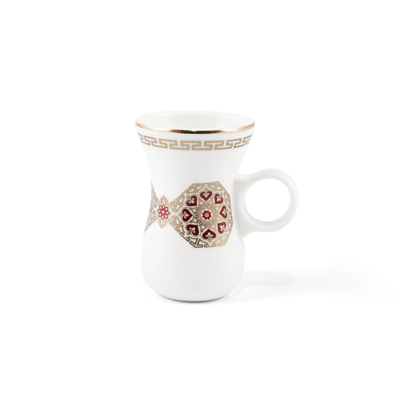 Porceletta Ivory 27 Piece Tea & Coffee Serving Set Golden Red Pattern - Al Makaan Store