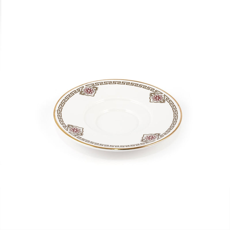 Porceletta Ivory 27 Piece Tea & Coffee Serving Set Golden Red Pattern - Al Makaan Store