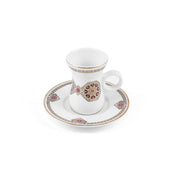Porceletta Ivory 27 Piece Tea & Coffee Serving Set Golden Red Pattern - Al Makaan Store