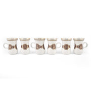 Porceletta Ivory 51 Piece Tea & Coffee Serving Set Golden Red Pattern - Al Makaan Store
