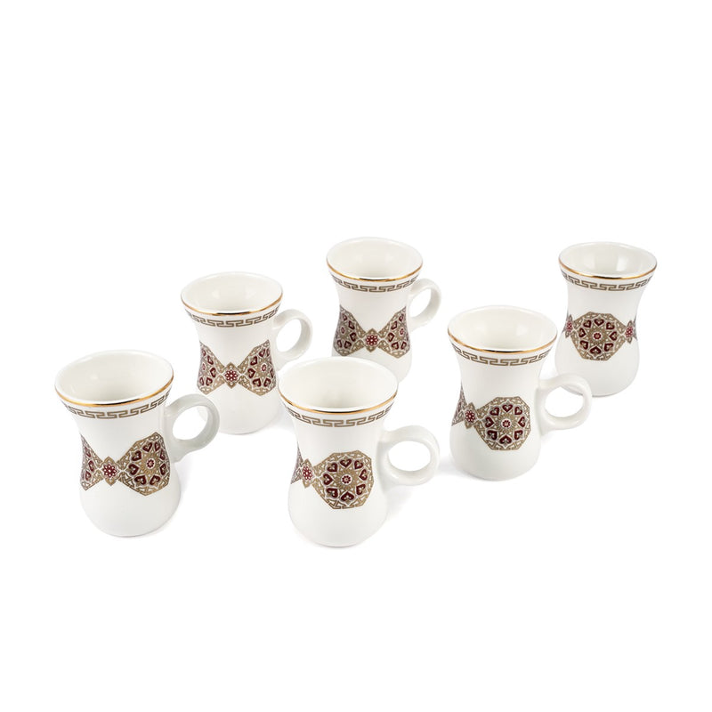 Porceletta Ivory 51 Piece Tea & Coffee Serving Set Golden Red Pattern - Al Makaan Store