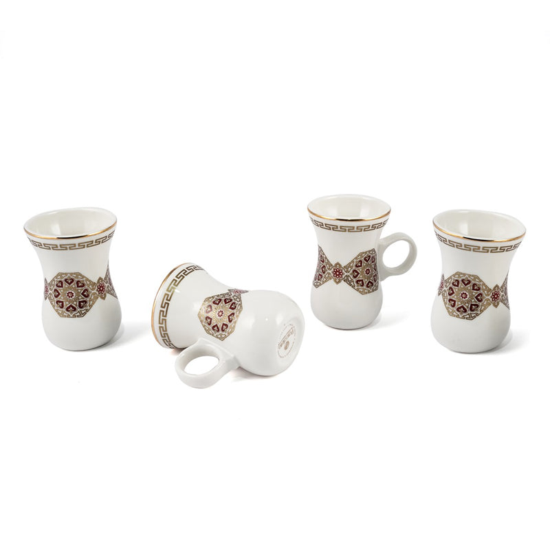 Porceletta Ivory 51 Piece Tea & Coffee Serving Set Golden Red Pattern - Al Makaan Store