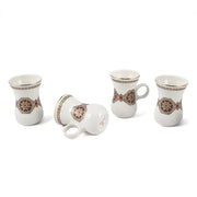 Porceletta Ivory 51 Piece Tea & Coffee Serving Set Golden Red Pattern - Al Makaan Store