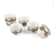 Porceletta Ivory 51 Piece Tea & Coffee Serving Set Golden Red Pattern - Al Makaan Store