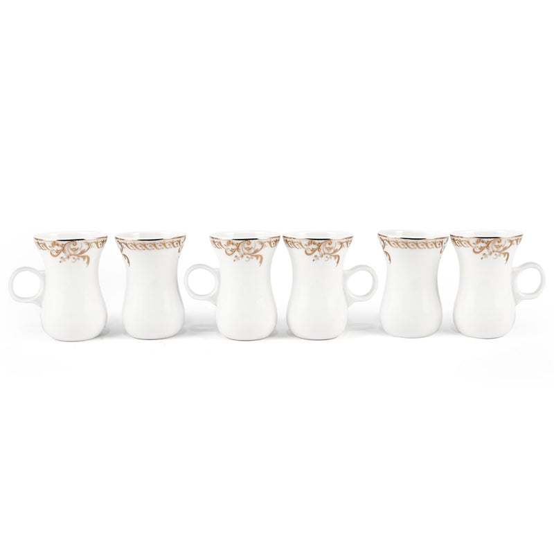 Porceletta Ivory 51 Piece Tea & Coffee Serving Set Golden Leaves Design - Al Makaan Store