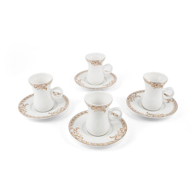 Porceletta Ivory 51 Piece Tea & Coffee Serving Set Golden Leaves Design - Al Makaan Store