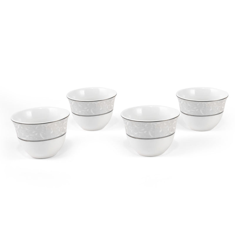 Porceletta Ivory 27 Piece Tea & Coffee Serving Set Silver Design - Al Makaan Store