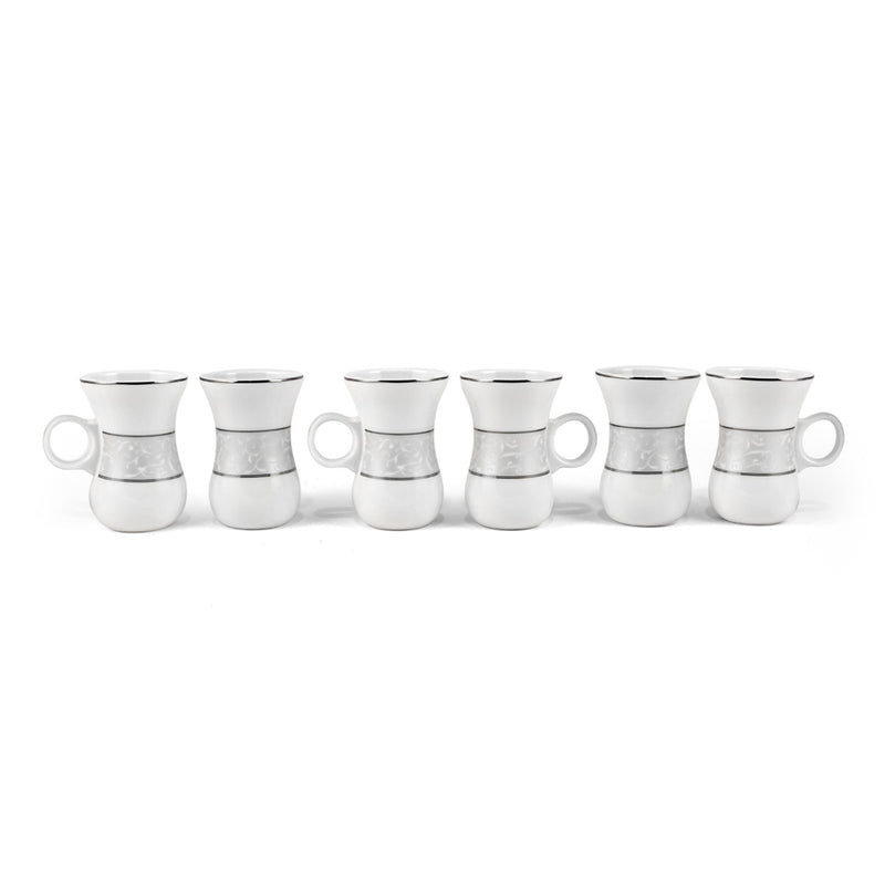 Porceletta Ivory 27 Piece Tea & Coffee Serving Set Silver Design - Al Makaan Store
