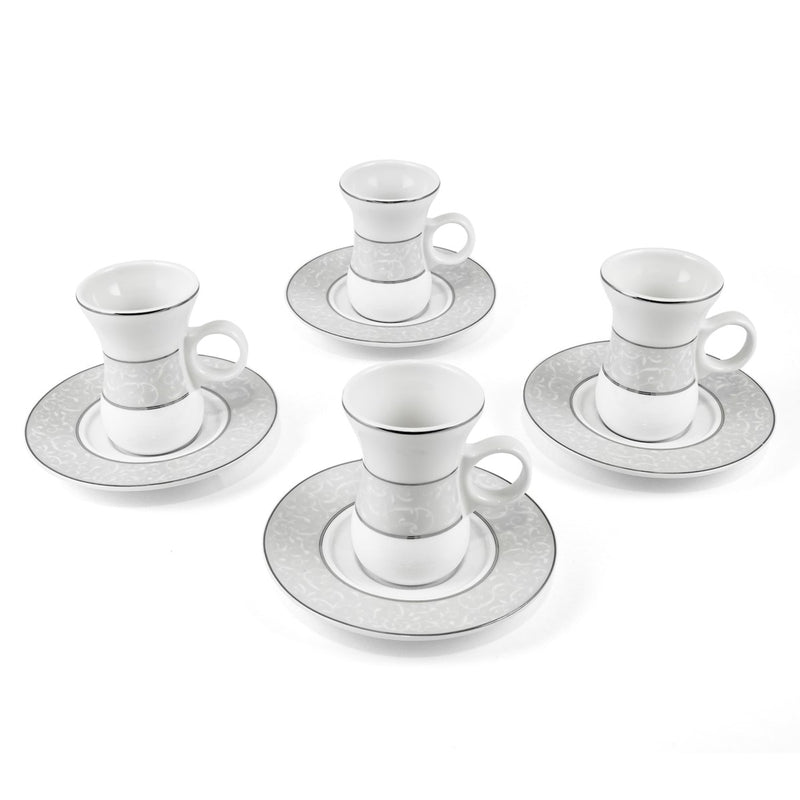 Porceletta Ivory 27 Piece Tea & Coffee Serving Set Silver Design - Al Makaan Store
