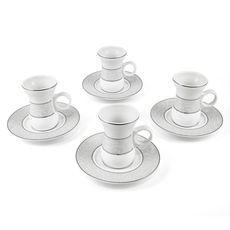 Porceletta Ivory 27 Piece Tea & Coffee Serving Set Silver Design - Al Makaan Store