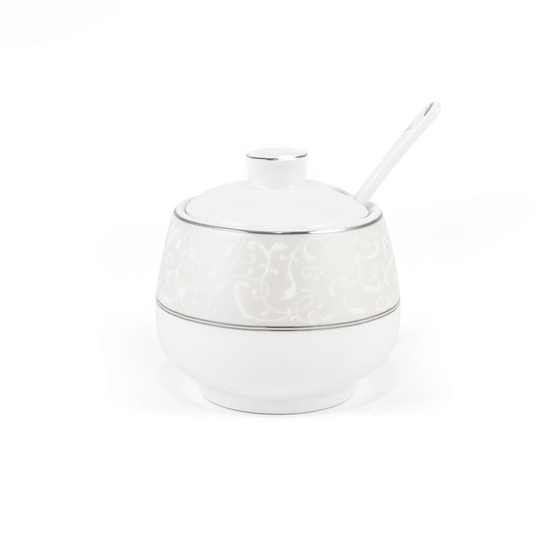 Porceletta Ivory 27 Piece Tea & Coffee Serving Set Silver Design - Al Makaan Store