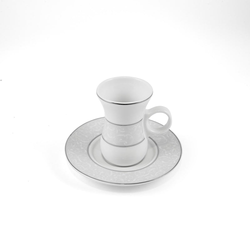 Porceletta Ivory 27 Piece Tea & Coffee Serving Set Silver Design - Al Makaan Store