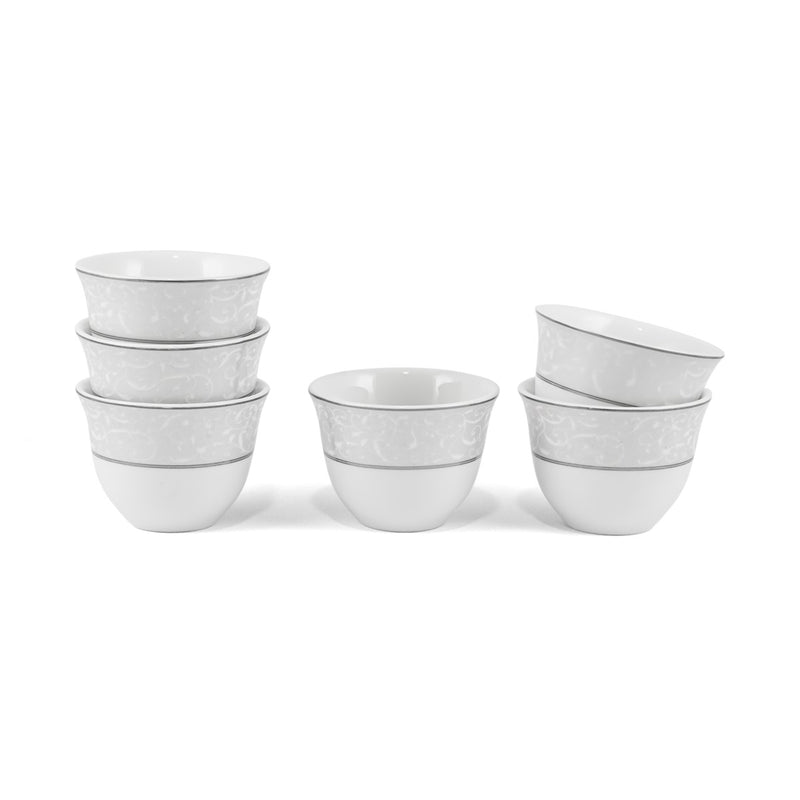 Porceletta Ivory 27 Piece Tea & Coffee Serving Set Silver Design - Al Makaan Store