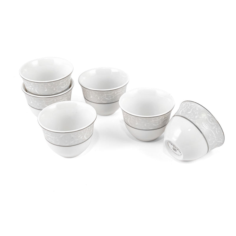 Porceletta Ivory 27 Piece Tea & Coffee Serving Set Silver Design - Al Makaan Store