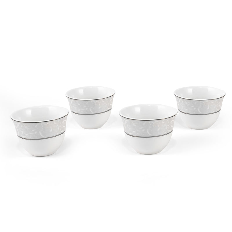 Porceletta Ivory 51 Piece Tea & Coffee Serving Set Silver Design - Al Makaan Store