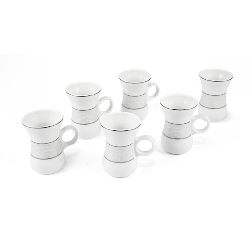 Porceletta Ivory 51 Piece Tea & Coffee Serving Set Silver Design - Al Makaan Store
