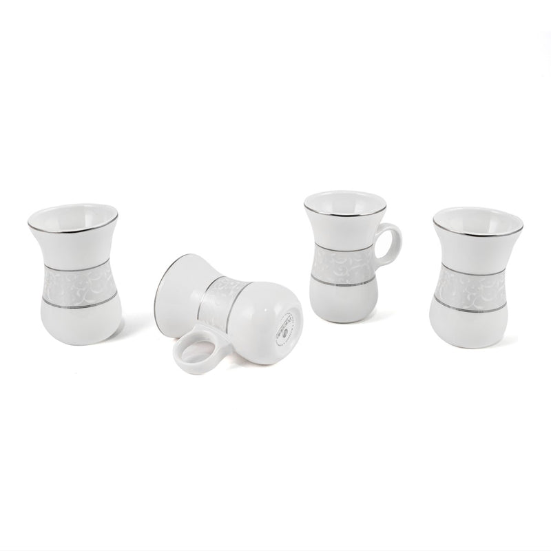 Porceletta Ivory 51 Piece Tea & Coffee Serving Set Silver Design - Al Makaan Store