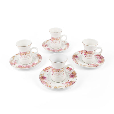 Porceletta Ivory 51 Piece Tea & Coffee Serving Set Pink Flowers Design - Al Makaan Store