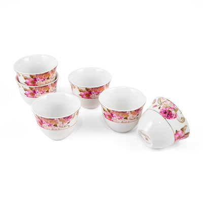Porceletta Ivory 51 Piece Tea & Coffee Serving Set Pink Flowers Design - Al Makaan Store