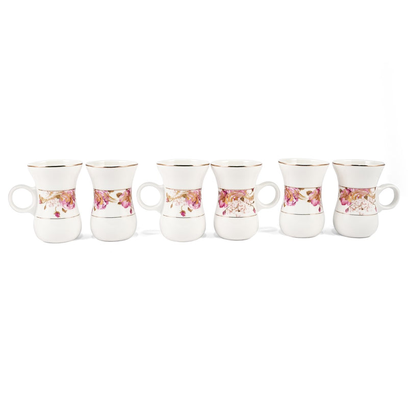 Porceletta Ivory 51 Piece Tea & Coffee Serving Set Pink Flowers Design - Al Makaan Store