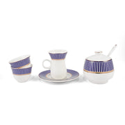Porceletta Ivory 27 Piece Tea & Coffee Serving Set Blue Lines Designs - Al Makaan Store