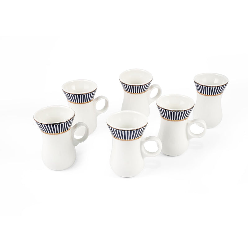 Porceletta Ivory 27 Piece Tea & Coffee Serving Set Blue Lines Designs - Al Makaan Store