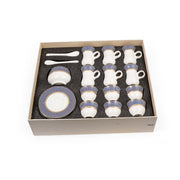 Porceletta Ivory 27 Piece Tea & Coffee Serving Set Blue Lines Designs - Al Makaan Store