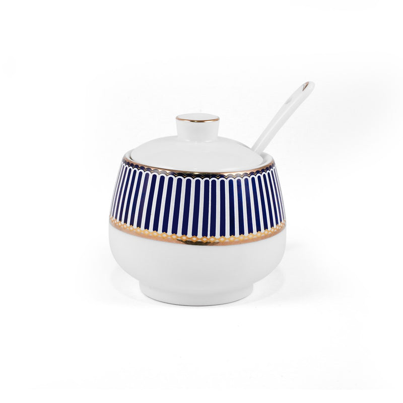 Porceletta Ivory 27 Piece Tea & Coffee Serving Set Blue Lines Designs - Al Makaan Store