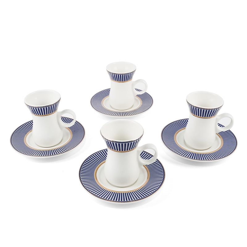Porceletta Ivory 51 Piece Tea & Coffee Serving Set Blue Lines Designs - Al Makaan Store