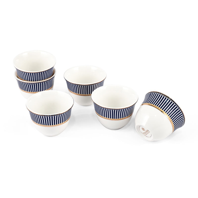 Porceletta Ivory 51 Piece Tea & Coffee Serving Set Blue Lines Designs - Al Makaan Store